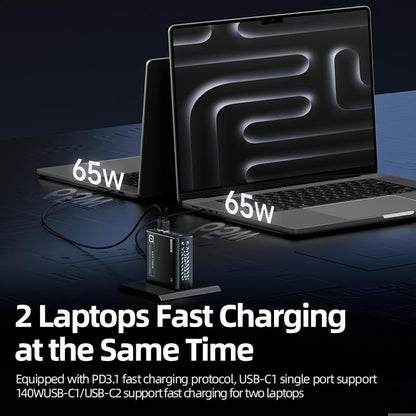 MOVE SPEED 140W USB C Charger PD3.1 Gan 4-Port Compact Laptop Wall Charger Foldable Plug 3Xusb-C Ports Fast Charging for Macbook Pro/Air, Iphone, Ipad Pro, Dell XPS Etc (With 140W Cable)