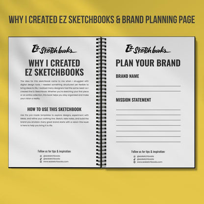 All in One Ez Sketchbook - Comes with 140 Pages with 75+ Mockups & 5 Freestyle Sketch Pages for Clothing Designers
