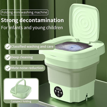 Portable Washing Machine, 8L Foldable Mini Washing Machine with Dryer for Babyclothes, Small Washing Machine with Laundry Basket for Underwear,, Socks, Pet Clothes, Small Ltems, Purple and Green