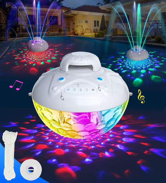 3 in 1 Bluetooth Pool Speaker with Pool Fountain Light, 10000Mah Floating Pool Speaker, IP68 Waterproof Hot Tub Speakers, Loud Sound, BT5.4,24H Playtime Rechargeable Pool Water Fountain, White