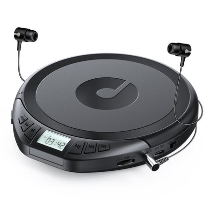 CD Player Portable CD Discman: with Earphones Portable CD Player for Car with Anti-Skip Shockproof Personal CD Player with LCD Display Support PROG Memory Function Repeat Playback Sound