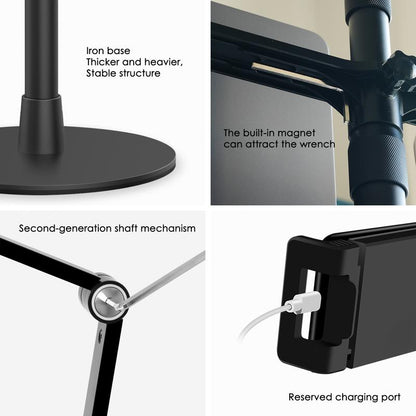 Viozon 3-In-1 Selfie Desktop Live Stand, Height Adjustable/Overhead, 8" LED Ring Light, Compatible with 3.5-13" Tablet& Phone, Suitable for Youtube/Tiktok/Recording/Streaming/Online Meeting 3In1 Phonestand Ipad Mounting Options Office Gadgets Mount