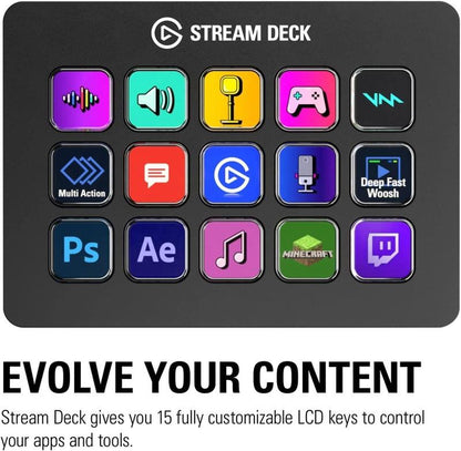 Elgato Stream Deck MK.2 Studio Controller with 15 Macro Keys, Trigger Actions in Apps, Works with Mac & PC, Ideal for OBS, Twitch, Youtube & More