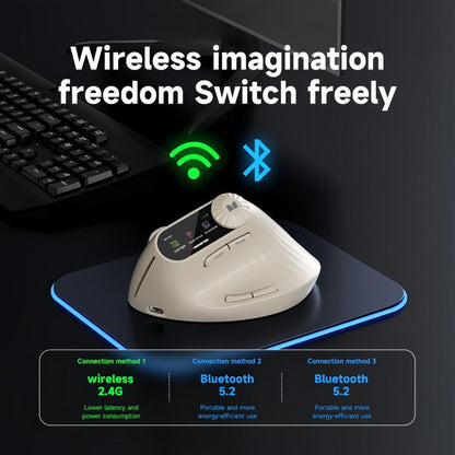 Monster-M2 MAX Version Bluetooth Wireless Mouse Ergonomic Vertical Vertical Mouse 2.4G Bluetooth Long Battery Life Laptop Desktop Computer Knob Function