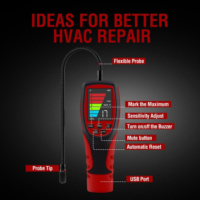 Refrigerant Leak Detector [2025 Upgrade], Aprvtio ALD-200 PRO Freon Leak Detector, 3000Mah Battery, Freon Portable Gas Sniffer Automotive Halogen Gas Leak Detector for R410A R22 R1234YF R600A R290 Cfcs Hcfcs Hfcs, Freon Gas Meter with Audible Visual Alarm