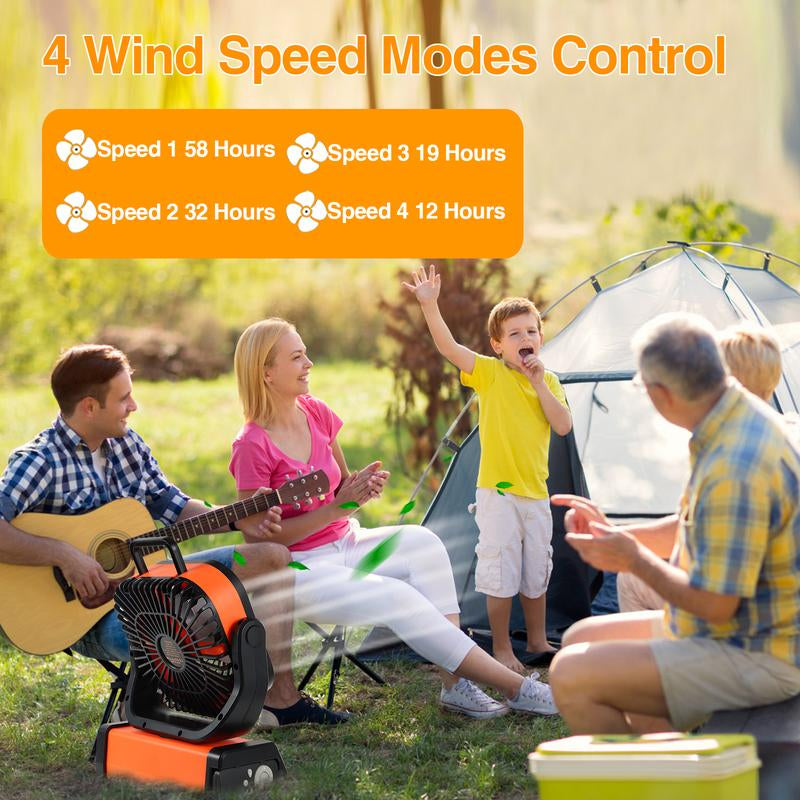 Battery Powered Fan Portable Rechargeable with Bluetooth Stereo,270°Pivot Battery Operated Fans Camping with LED Light & Hook,Usb Personal Outdoor Camping for Tent, Travel Ventiladores Recargables Para Cuba Large Adventure Speed Desk Head Pool Camp