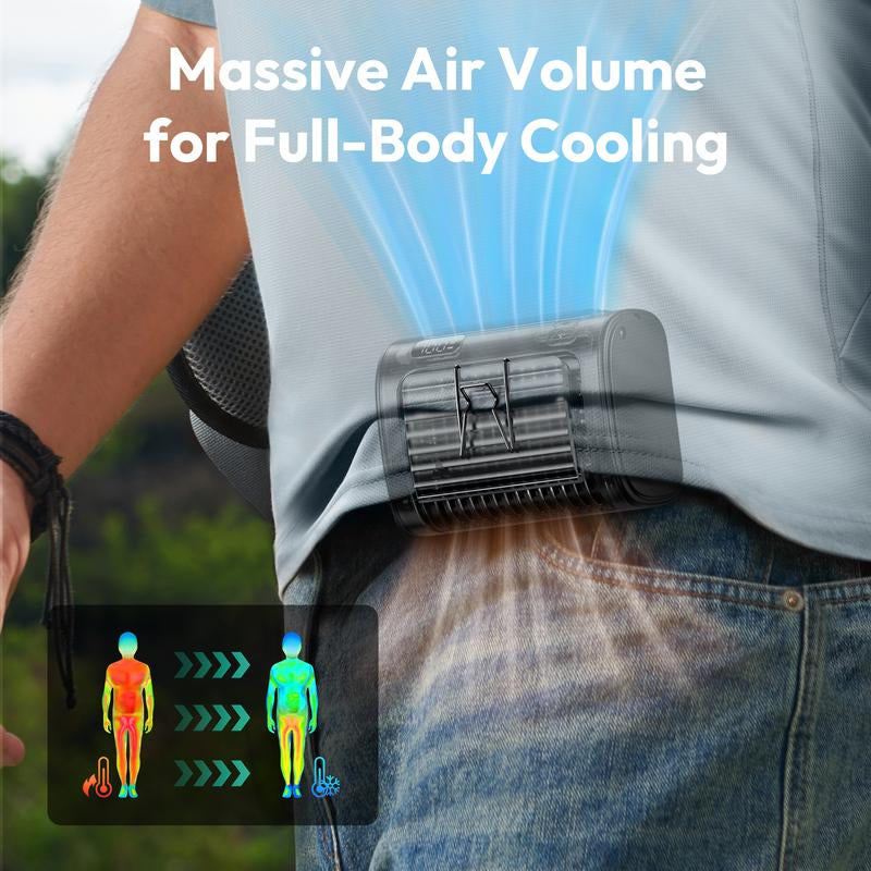 Aecooly Waist Fan Portable Hands Free Cooling Fan for Outdoor, Worksite & Summer Heat | Strong Airflow, Long Battery Life, Compact & Rechargeable,Summervibes