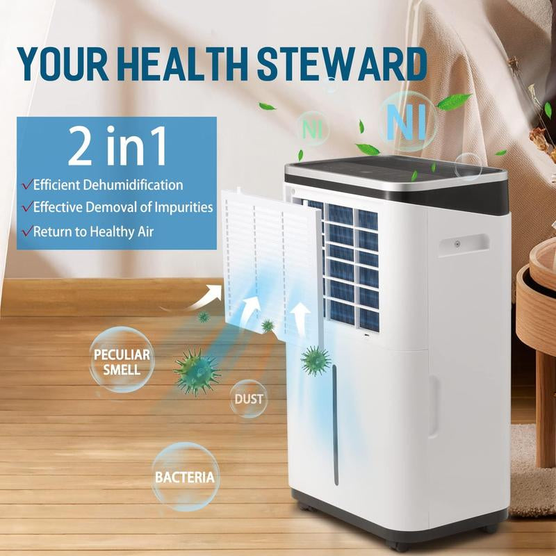 Xbeauty Home Dehumidifier, 50 Pint 4500 Square Feet Whole House Dehumidifier, Three LED Light Colors 4L Water Tank with Sleep Mode and Auto Defrost
