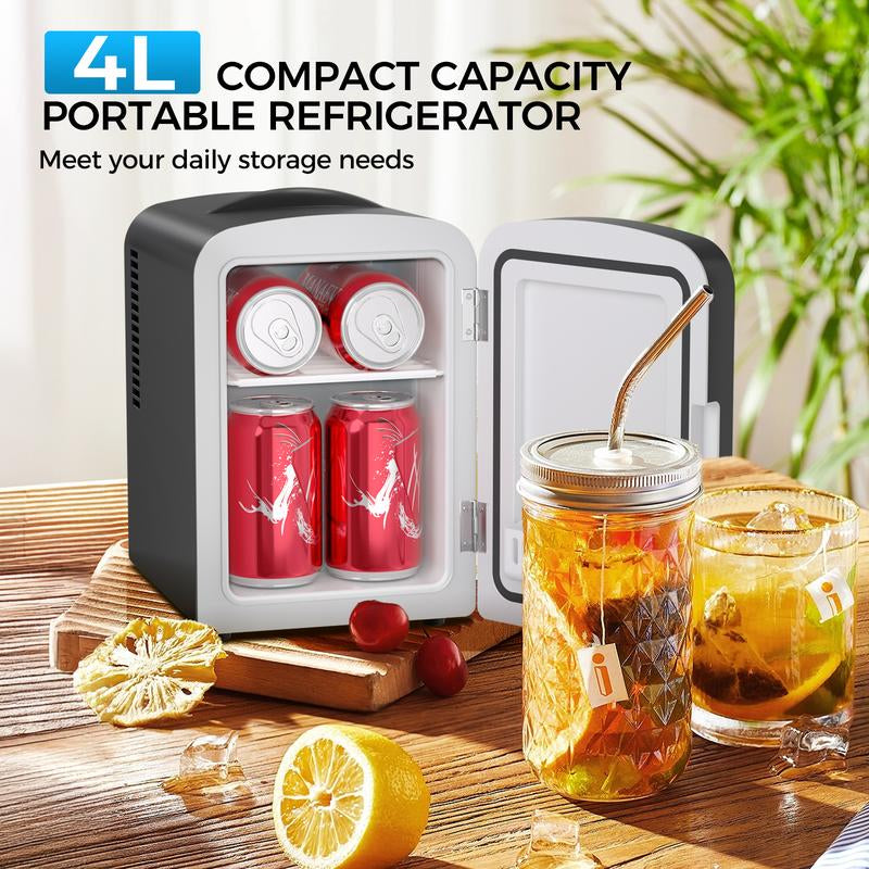 Makeup Fridge with Dimmable Mirror, 4L Mini Fridge for Bedroom, Car, Office & Dorm, Cooler & Warmer, Portable Small Refrigerator