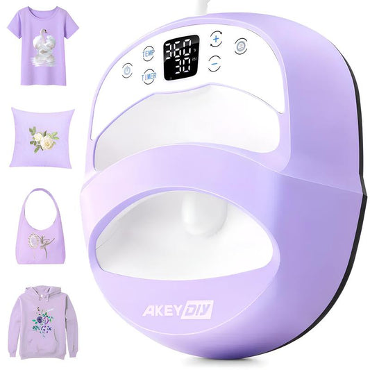 AKEYDIY 12×10 Inches Portable Heat Press Machine, Hand Free Easy Press Printing Machine with LCD Screen, Multifunctional Heat Transfer Sublimation Machine for T-Shirts/Tote Bags/ Pillows/Aprons, Purple/Pink