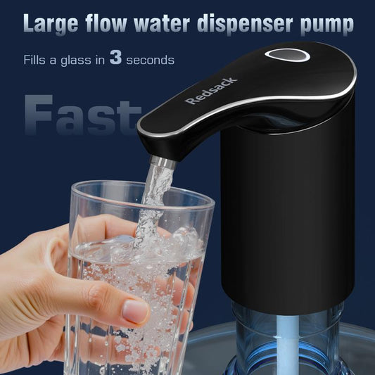 Rechargeable Water Dispenser Pump for 5 Gallon Bottle, Electric USB-C Large Flow Water Jug Dispenser, Portable Automatic Submersible Bottle Pump Silent Operation for Camping Home Office