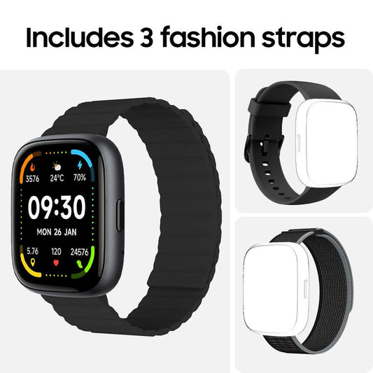 [Includes 3 Fashion Straps]Toobur Smart Watch with Smart Voice Assistant Activity Tracker with Answer/Make Calls/Sleep Monitor/100 Sports Models/Ip68 Waterproof Pedometer, Smartwatch Compatible Android Ios for Men Women