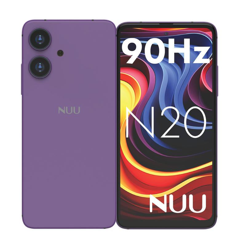 NUU N20 Basic Cell Phone Android 14 Unlocked for T-Mobile and More ,12GB( 6GB RAM + 6GB Virtual RAM )/128GB, Perfect for Teenagers, Dual SIM 4G, Octa-Core 6.6" 90Hz HD+, Fingerprint 1 Year USA Warranty