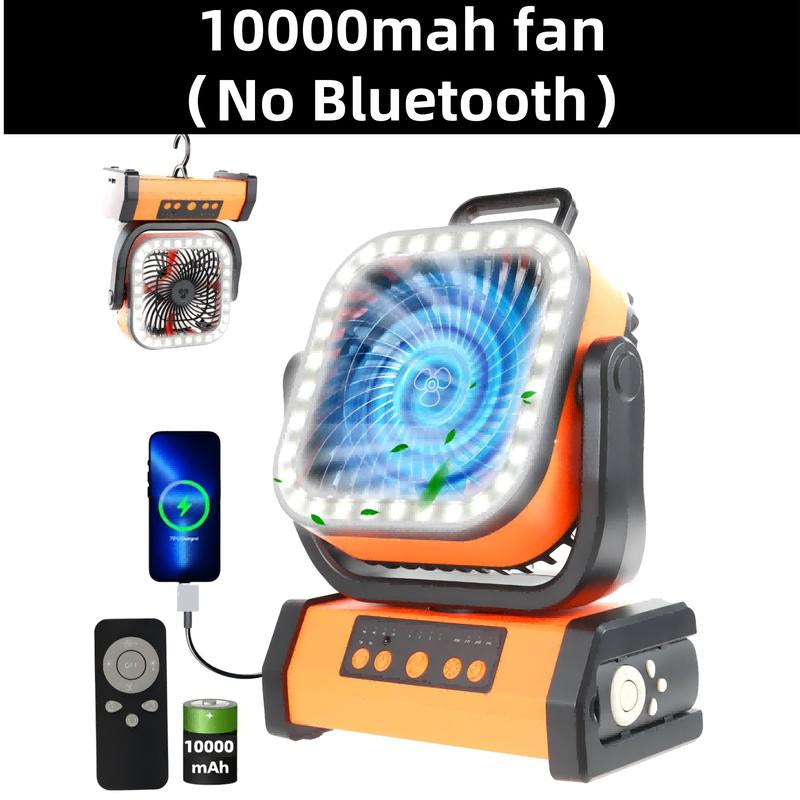 Battery Powered Fan Portable Rechargeable with Bluetooth Stereo,270°Pivot Battery Operated Fans Camping with LED Light & Hook,Usb Personal Outdoor Camping for Tent, Travel Ventiladores Recargables Para Cuba Large Adventure Speed Desk Head Pool Camp