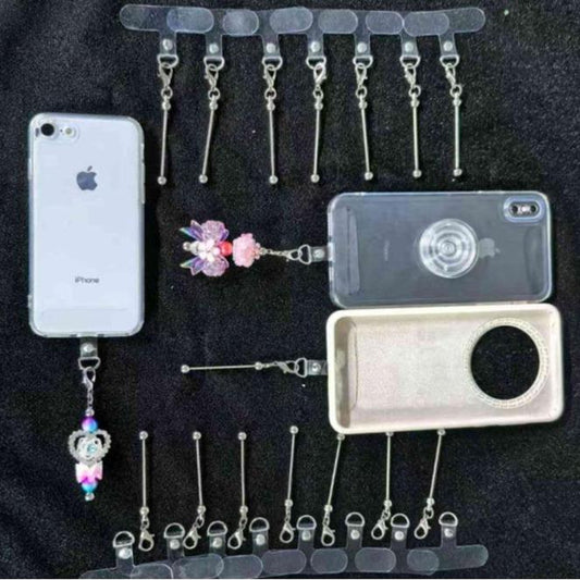 40Pcs New Cute Silver Phone Case Holder with Beadable Keychain Bar