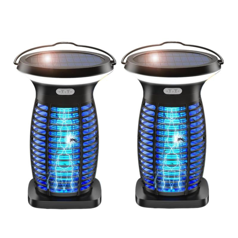 Bug Zapper Outdoor Solar Powered, Mosquito Zapper Indoor with 4500V High Powered, Electric Fly Zapper with Extension Cord and Grounding Bracket, Rechargeable Waterproof Mosquito Killer, Fly Zapper, Mosquito Killer, Electric Trap Ideal for Patio, Backyard