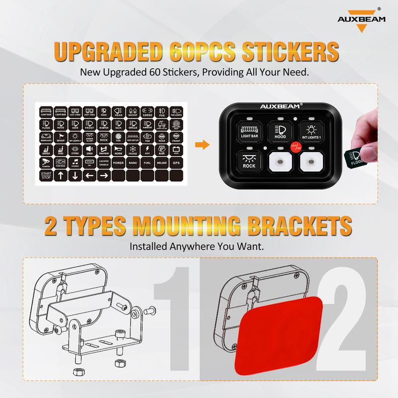 Auxbeam BC60 6 Gang Switch Panel Off-Road Light Controller