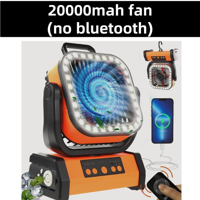 Battery Powered Fan Portable Rechargeable with Bluetooth Stereo,270°Pivot Battery Operated Fans Camping with LED Light & Hook,Usb Personal Outdoor Camping for Tent, Travel Ventiladores Recargables Para Cuba Large Adventure Speed Desk Head Pool Camp
