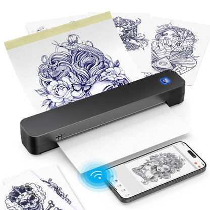 KNAON Tattoo Printer - Wireless Bluetooth Thermal Printer for Tattoo Artists & Beginners,Compatible with Smartphone,Tablet & PC