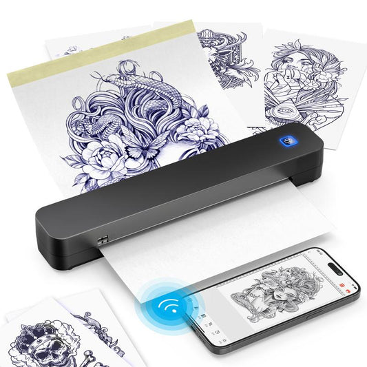 KNAON Tattoo Printer - Wireless Bluetooth Thermal Printer for Tattoo Artists & Beginners,Compatible with Smartphone,Tablet & PC