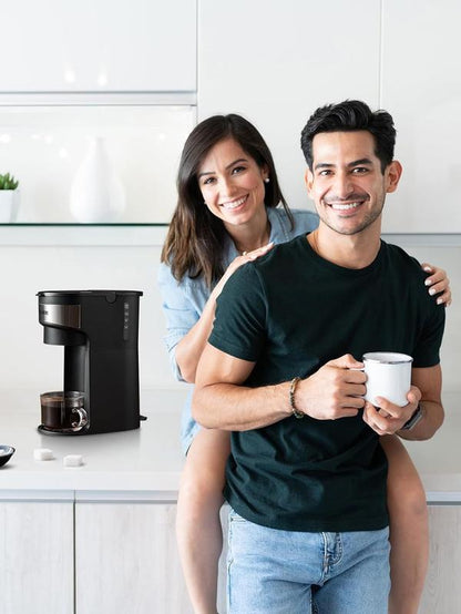 FOHERE Coffee Maker, Single Serve Iced and Hot Coffee Brewer for K Pod & Ground Coffee, 90S Fast Brewing, 6 to 14 Oz Brew Sizes, 1000W Water Window and Descaling Mode