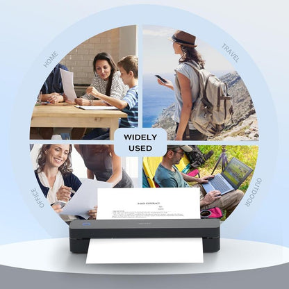 Portable Wireless Thermal Printer for Travel – 300DPI Inkless Mobile Bluetooth Printer, Supports 8.5" X 11" US Letter & A4, for Home, Office, and On-The-Go Printing