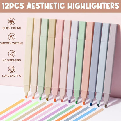 Aesthetic School Supplies with Cute Pencil Case, Pastel Highlighters Gel Pens Mechanical Pencils Set 0.5 0.7 & 2.0Mm, Office Back to School Supplies College Essentials Kit Student Stationary Set,Back to School Gift,Birthday'S Gift