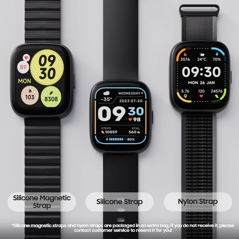 [Includes 3 Fashion Straps]Toobur Smart Watch with Smart Voice Assistant Activity Tracker with Answer/Make Calls/Sleep Monitor/100 Sports Models/Ip68 Waterproof Pedometer, Smartwatch Compatible Android Ios for Men Women