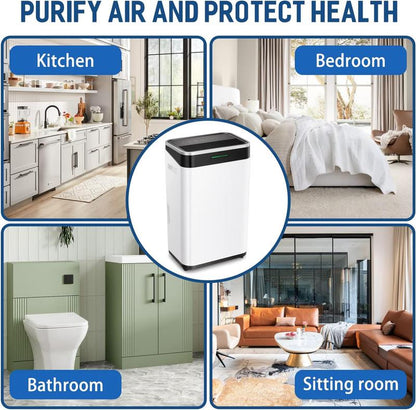 Xbeauty Home Dehumidifier, 50 Pint 4500 Square Feet Whole House Dehumidifier, Three LED Light Colors 4L Water Tank with Sleep Mode and Auto Defrost