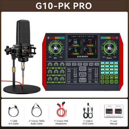 Tenlamp G10-P15 Cantilever Sound Card Kit, Upgraded Cantilever Bracket, Customizable Sound Effects, Condenser Microphone, Suitable for Live Streaming, Gaming, Vocal Podcasting, 2-Level Noise Cancellation, and Computer Audio Mixing