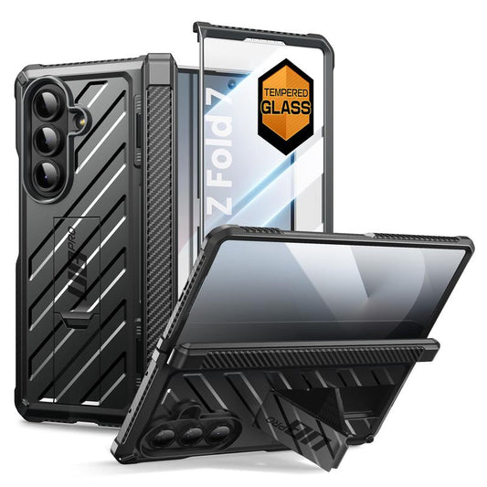 SUPCASE for Samsung Galaxy Z Fold 7 Case with Kickstand UB Pro Built-In Tempered Glass Screen Protector Hinge Coverage Military-Grade Protection Full-Body Heavy-Duty Rugged Phone Case Magsafe Compatible Anti-Slip Grip Support Magnetic Wireless