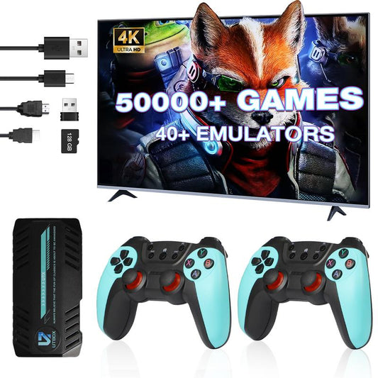 UTX Upgrades Retro Game Console Stick :50000 Games in 1 Game Nostalgia Gaming Stick Dual 2.4G Wireless Controllers, Plug & Play TV Video Gaming Stick