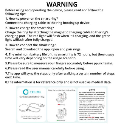COLMI COLMI Smart Ring, Multifunctional Fashionable Smart Ring with Built-In Battery, Waterproof Sports Ring Fitness Tracker with Multi-Sport Mode for Men & Women, Wearable Fitness Tracker