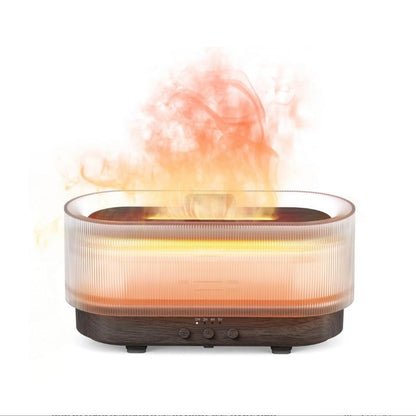 Sejoy Essential Oil Diffuser for Home Bedroom, 300Ml Cool Mist Humidifier with Flame Light, 6 Colors Changed, Dark Wood Grain