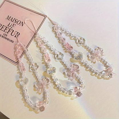 Adorable Pink Bear-Themed Phone Lanyard with a Love Bow - a Fashionable and Secure Hands-Free Accessory. Smartphone Cellphone