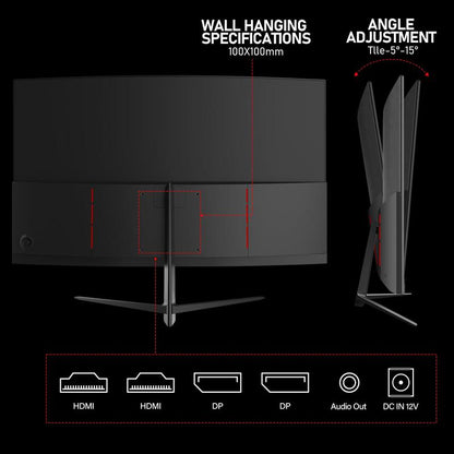 Rehisk 27'' 2K QHD 165Hz Curved Gaming Monitor - 2560P, 1Ms IPS Panel, Adaptivesync, Ultra-Thin Bezel, Tilt Adjustable