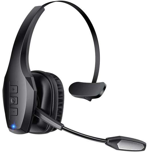 Bytewaveshop Trucker Bluetooth Headset, Wireless with Mic,Bluetooth Headset with Dual Noise Cancelling Microphone & Mute Button, 55Hrs Working Time PC Headset for Cell Phones, Computer, Truck Driver Audio Headphone