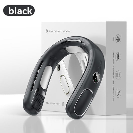 Upgraded Hands Free Neck Fan for Sports, Travel and Office Use- Rechargeable Bladeless Cooling Technology with 5000Mah up to 28 Hours of Run Time- 5-Speed Adjustable, Faster Cooling, Ultra- Quiet- Wearable Headphone Design-Lightweigh