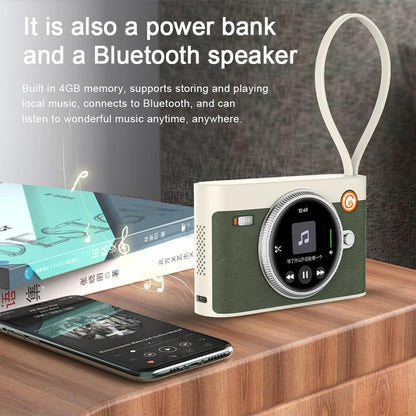 GS Wear Power Bank - 10000Mah Portable Charger with 22.5W Fast Charge, Translate ，Built-In Bluetooth Speaker & AI Voice, Dual Output Ports Compatible with Android, Iphone, Ipad | PD/QC Alarm Clock
