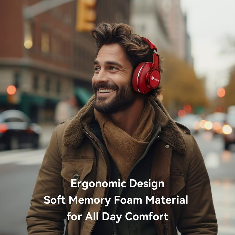 Bluetooth Headphones over Ear, 40H Playtime & 3D Music Modes, Wireless Headset with Mic, Hifi Stereo, Foldable & Lightweight, Deep Bass for Home, Office, Cellphone, PC, Etc.