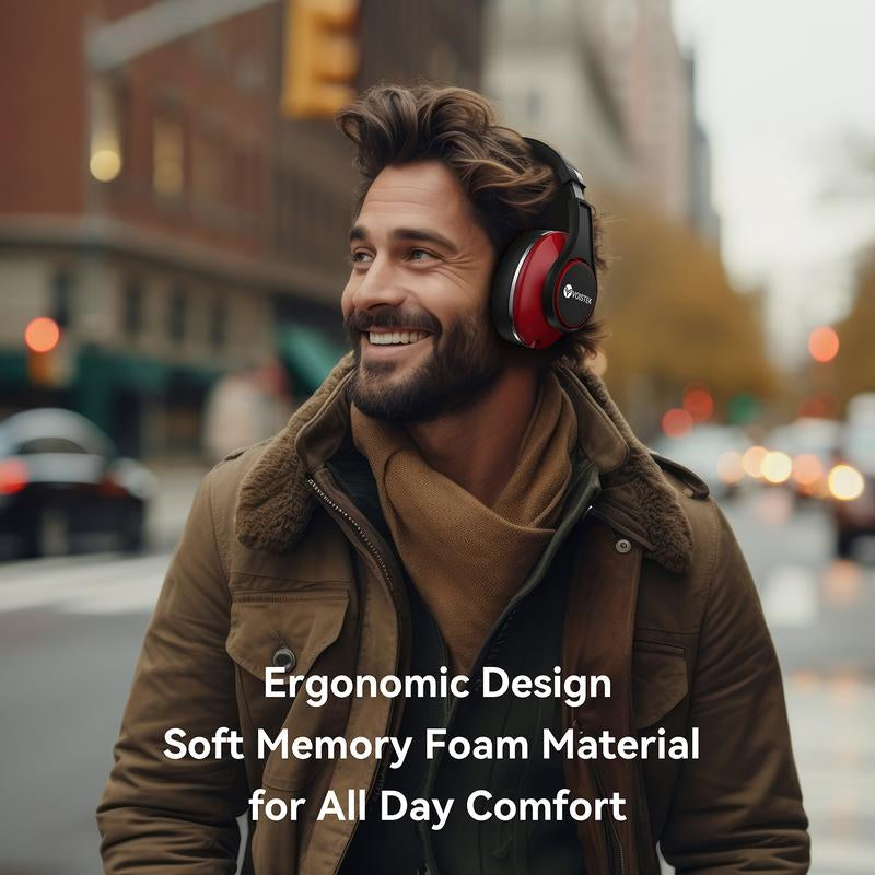 Bluetooth Headphones over Ear, 40H Playtime & 3D Music Modes, Wireless Headset with Mic, Hifi Stereo, Foldable & Lightweight, Deep Bass for Home, Office, Cellphone, PC, Etc.