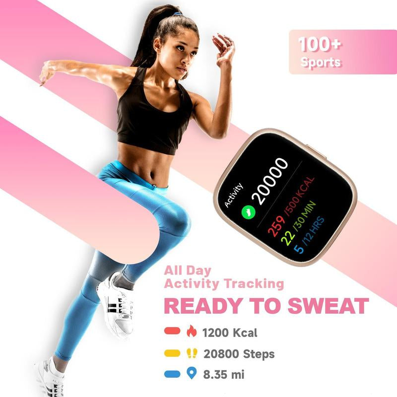 [Includes 3 Fashion Straps]Toobur Smart Watch with Smart Voice Assistant Activity Tracker with Answer/Make Calls/Sleep Monitor/100 Sports Models/Ip68 Waterproof Pedometer, Smartwatch Compatible Android Ios for Men Women