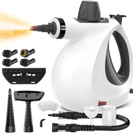 1050W Powerful Handheld Steam Cleaner and Mop, 12-In-1, 350Ml Water Tank Capacity, Chemical-Free Deep Cleaning, Suitable for Car, Kitchen, Bathroom, Multi-Purpose Deep Cleaning, Removes Dirt and Grease, Disinfects, Degreasing, Back to School Gift