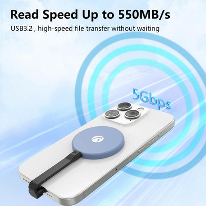 Aiffro P08 Magnetic Portable SSD with Thin Body, up to 550Mb/S Read Speeds, Supports Iphone 15 Pro, Iphone 16 Pro & Higher, and More Operating Systems