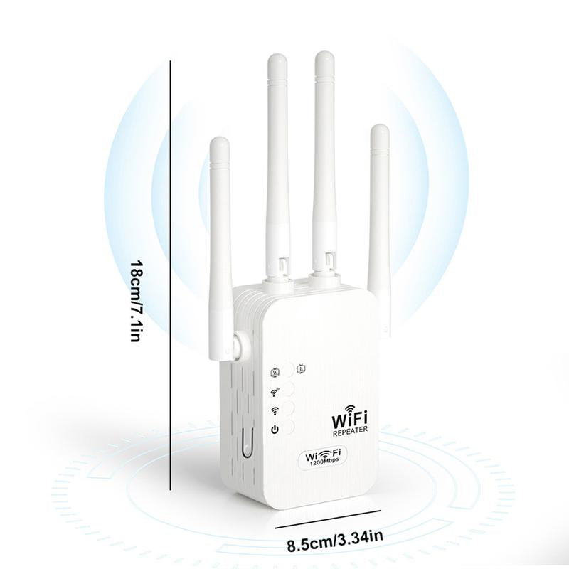 Wifi Extender 2025, 1200Mbps Dual Band (5Ghz/2.4Ghz) Signal Booster, Covers 10,000 Sq. Ft & 50 Devices, Repeater with Ethernet Port for Home, Gifts